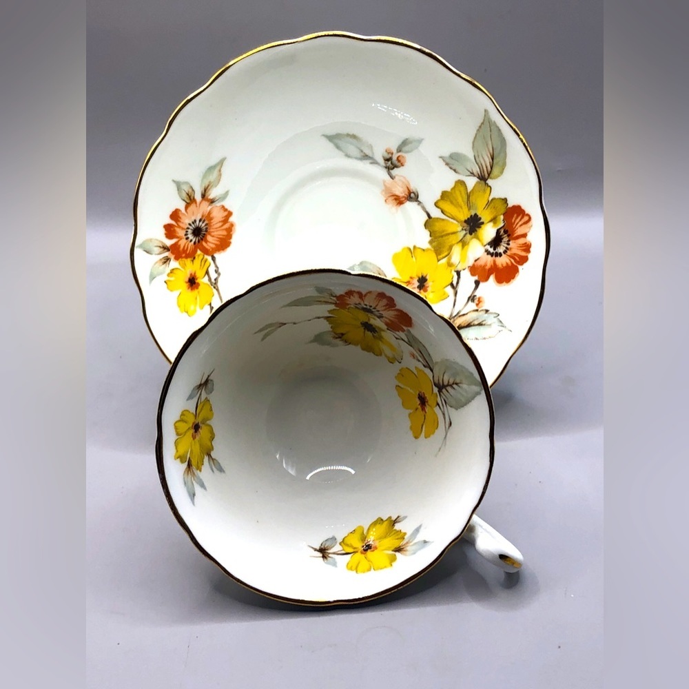 Heathcote Bone China White Teacup & Saucer, England